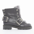 Women's Alexander Mcqueen Leather Fur Combat Boot