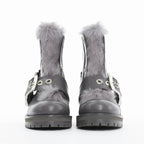 Women's Alexander Mcqueen Leather Fur Combat Boot