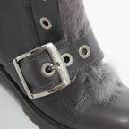 Women's Alexander Mcqueen Leather Fur Combat Boot