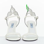 Women's Prada 2018 Patent Leather Mid Heel Sandals