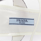 Women's Prada 2018 Patent Leather Mid Heel Sandals