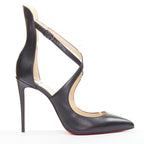 Women's Christian Louboutin Leather Cross Strap Pumps
