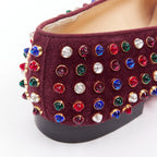 Women's Christian Louboutin Suede Stone Stud Loafers