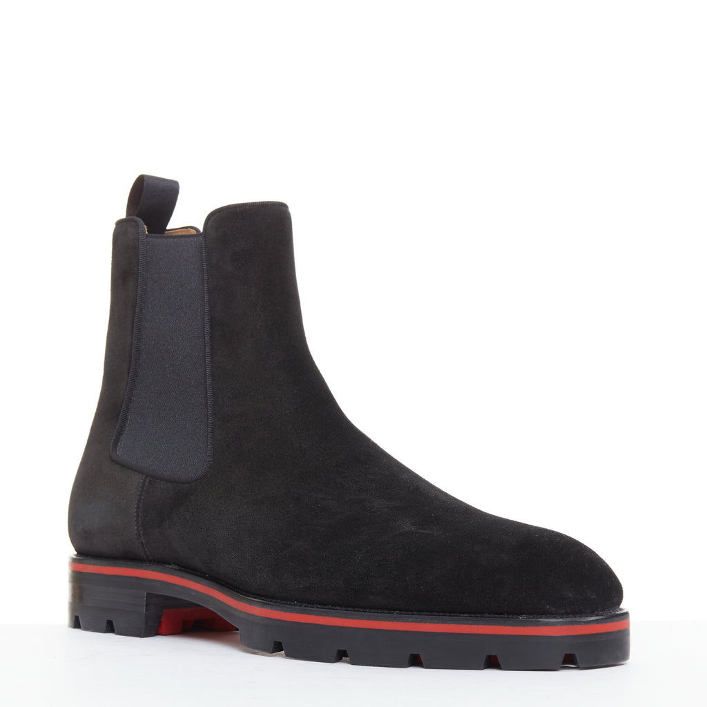 Men's Christian Louboutin Suede Lug Sole Boots