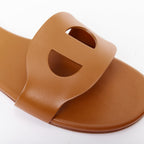 Women's Hermes Leather Flat Sandal Slippers