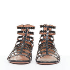 Women's Alaia Patent Scalloped Cage Sandals