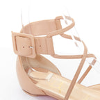 Women's Christian Louboutin Leather Strappy Flats