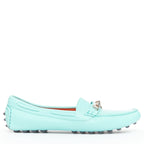 Women's Hermes Leather Silver Stud Driving Loafers