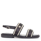Women's Chanel Pearl Embellished Satin Sandals