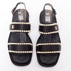 Women's Chanel Pearl Embellished Satin Sandals