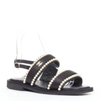 Women's Chanel Pearl Embellished Satin Sandals