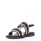 Women's Chanel Pearl Embellished Satin Sandals