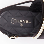 Women's Chanel Pearl Embellished Satin Sandals