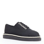 Women's Chanel Canvas Pearl Trim Oxfords