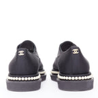 Women's Chanel Canvas Pearl Trim Oxfords
