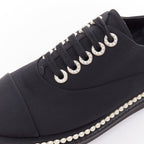 Women's Chanel Canvas Pearl Trim Oxfords