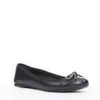 Women's Saint Laurent Leather Crystal Bow Ballet Flats