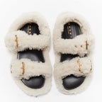 Women's Marni White Shearling Flat Sandals