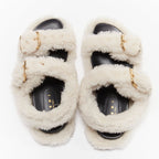 Women's Marni White Shearling Flat Sandals