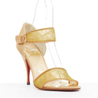 Women's Christian Louboutin 201 gold Lace Sandals