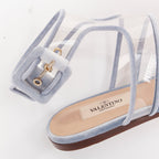 Women's Valentino Velvet Trim Clear PVC Strappy Sandals