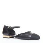 Women's Chanel Leather Grosgrain Mary Jane Flats