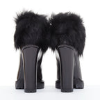 Women's Prada 2011 Leather Fur Trim Ankle Boots