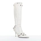 Women's Balenciaga Cagole Leather Studded Boots
