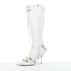 Women's Balenciaga Cagole Leather Studded Boots