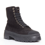 Women's Chanel Quilted Suede Combat Boots