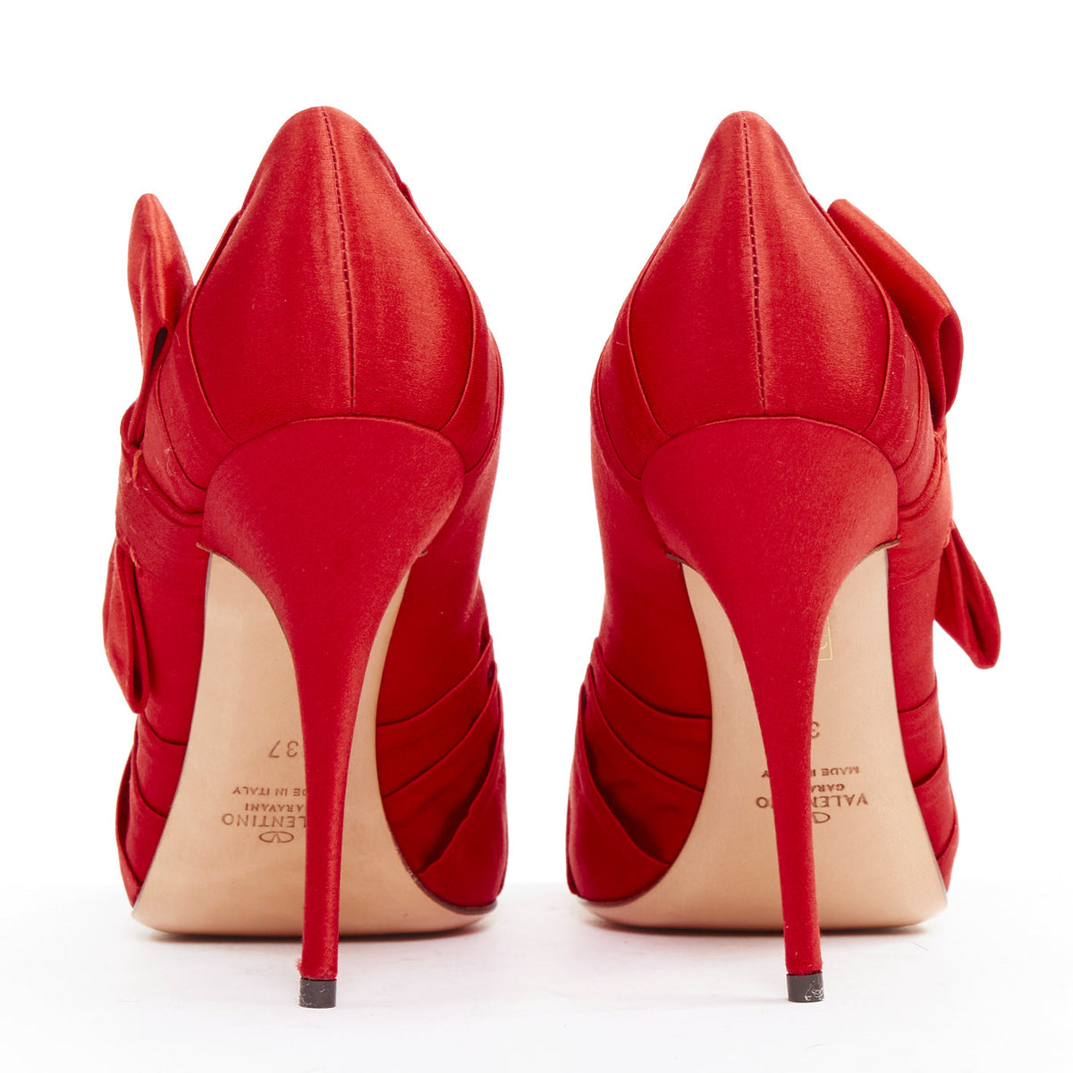 Women's Valentino Pleated Satin Ribbon Bow Stiletto Pumps