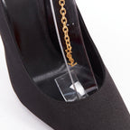 Women's Saint Laurent Satin YSL Chain Anklet Pumps