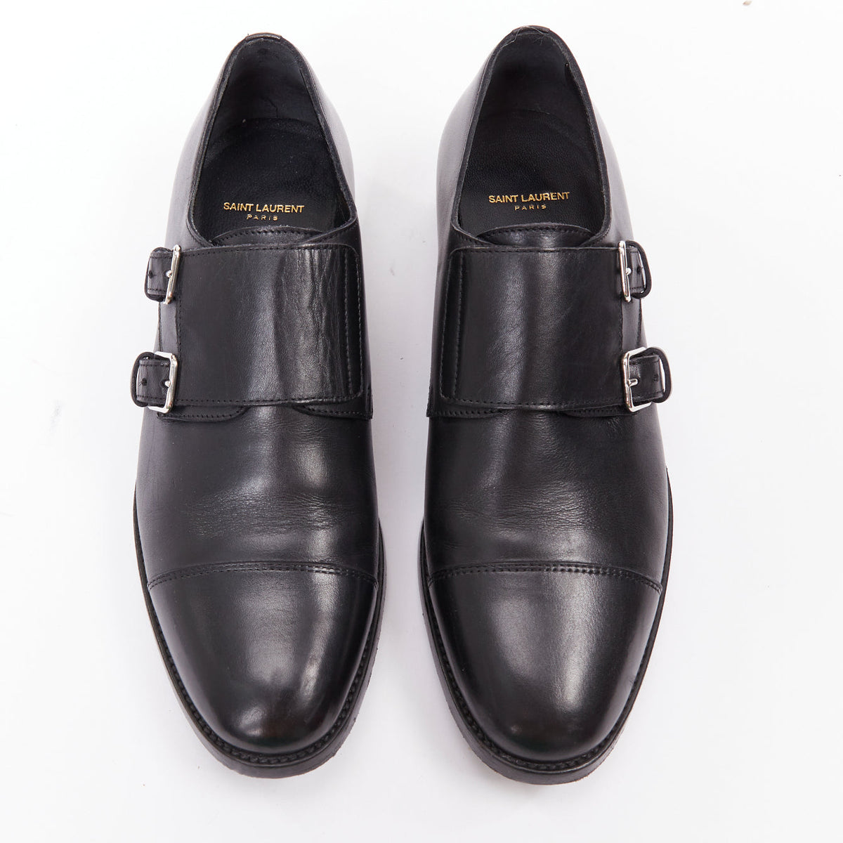 Women's Saint Laurent Leather Double Monk Strap Shoes