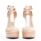Women's Alaia Leather Double Strap Platform Pumps
