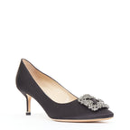 Women's Manolo Blahnik Satin Crystal Brooch Pumps
