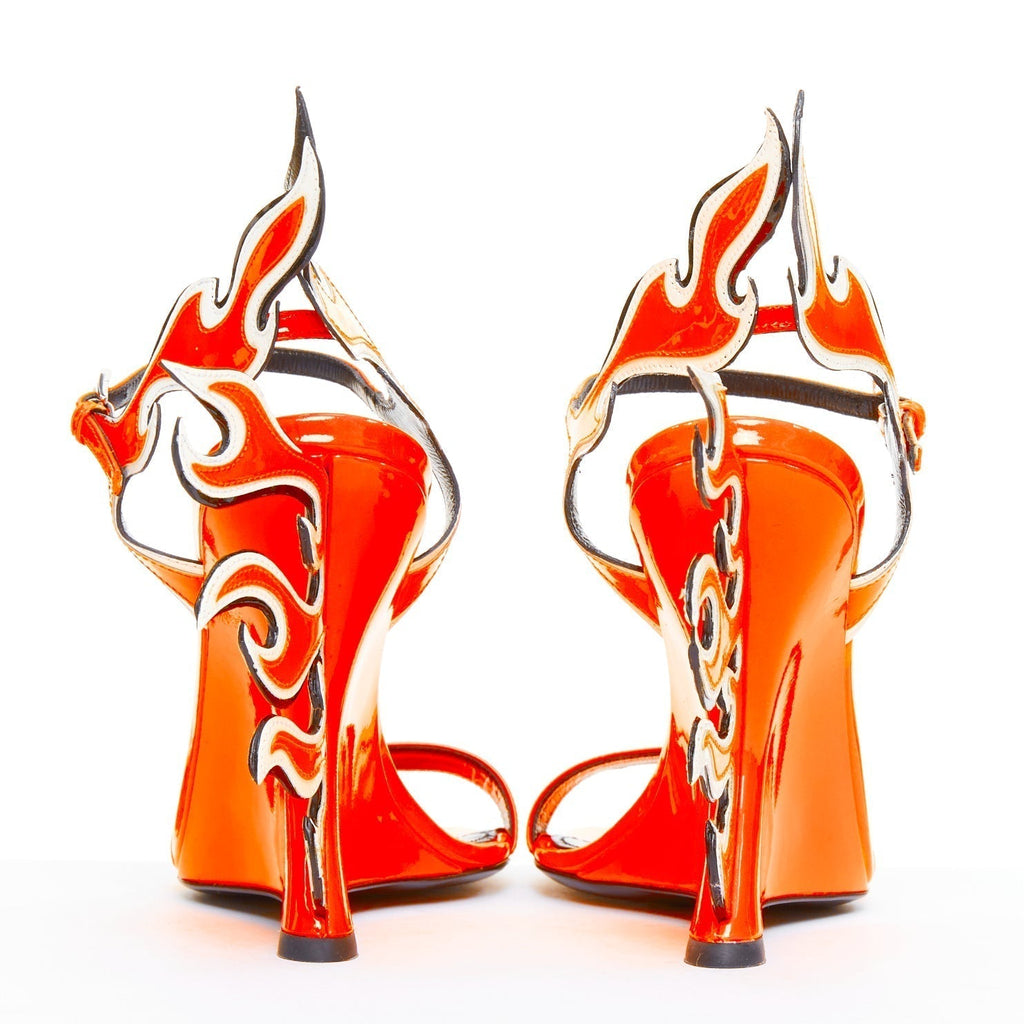 Women's Prada Flame Wedge Patent Flame Sandals