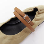 Women's Hermes Suede Straps Maryjane Ballet Flats