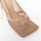 Women's Bottega Veneta Leather Fishnet Heels