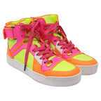 Women's Gucci Neon High Top Sneakers in Yellow Calfskin Leather