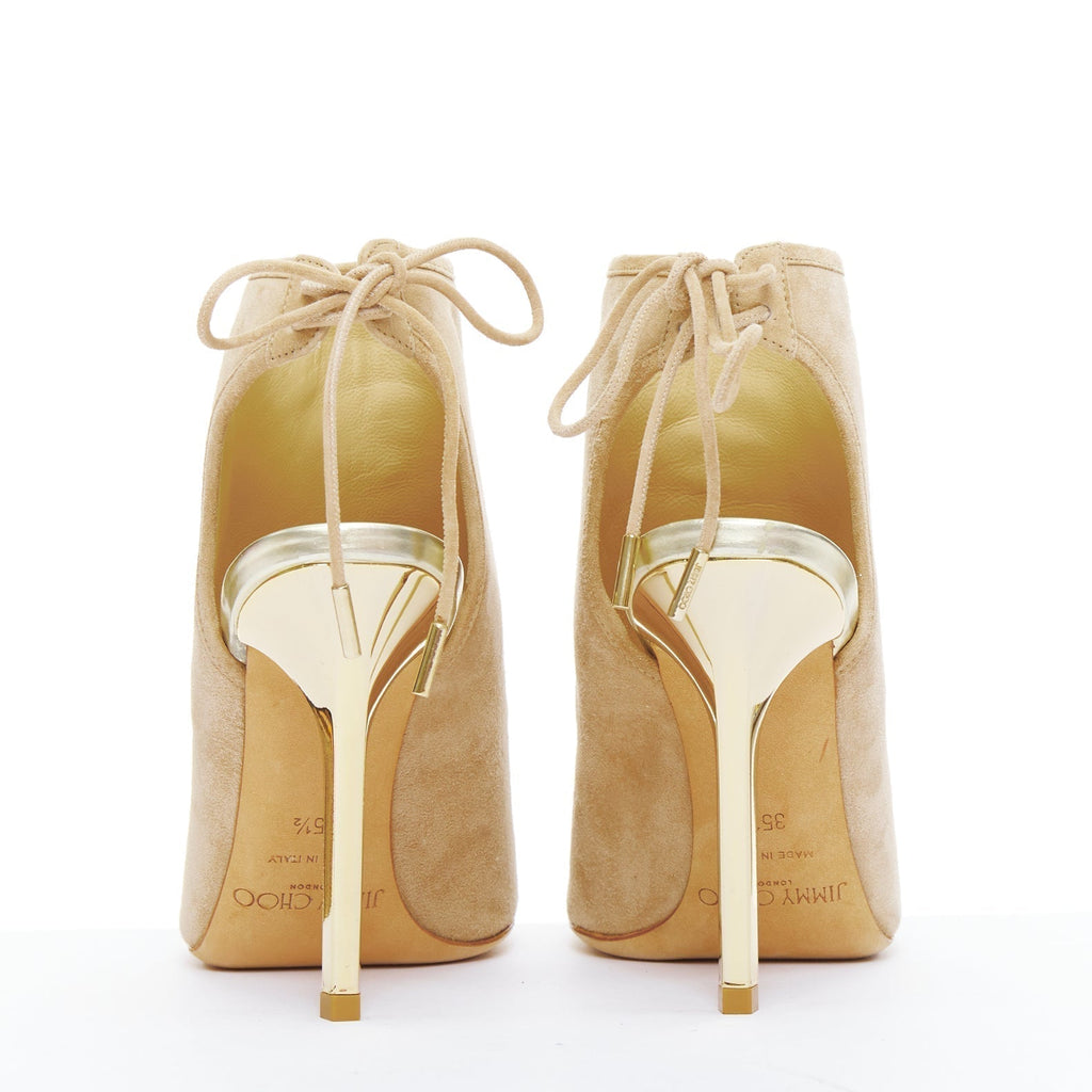 Women's Jimmy Choo Suede Gold Heel Booties
