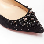 Women's Christian Louboutin Suede Beaded Flats