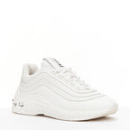 Women's Miu Miu White Leather Crystal Sneakers