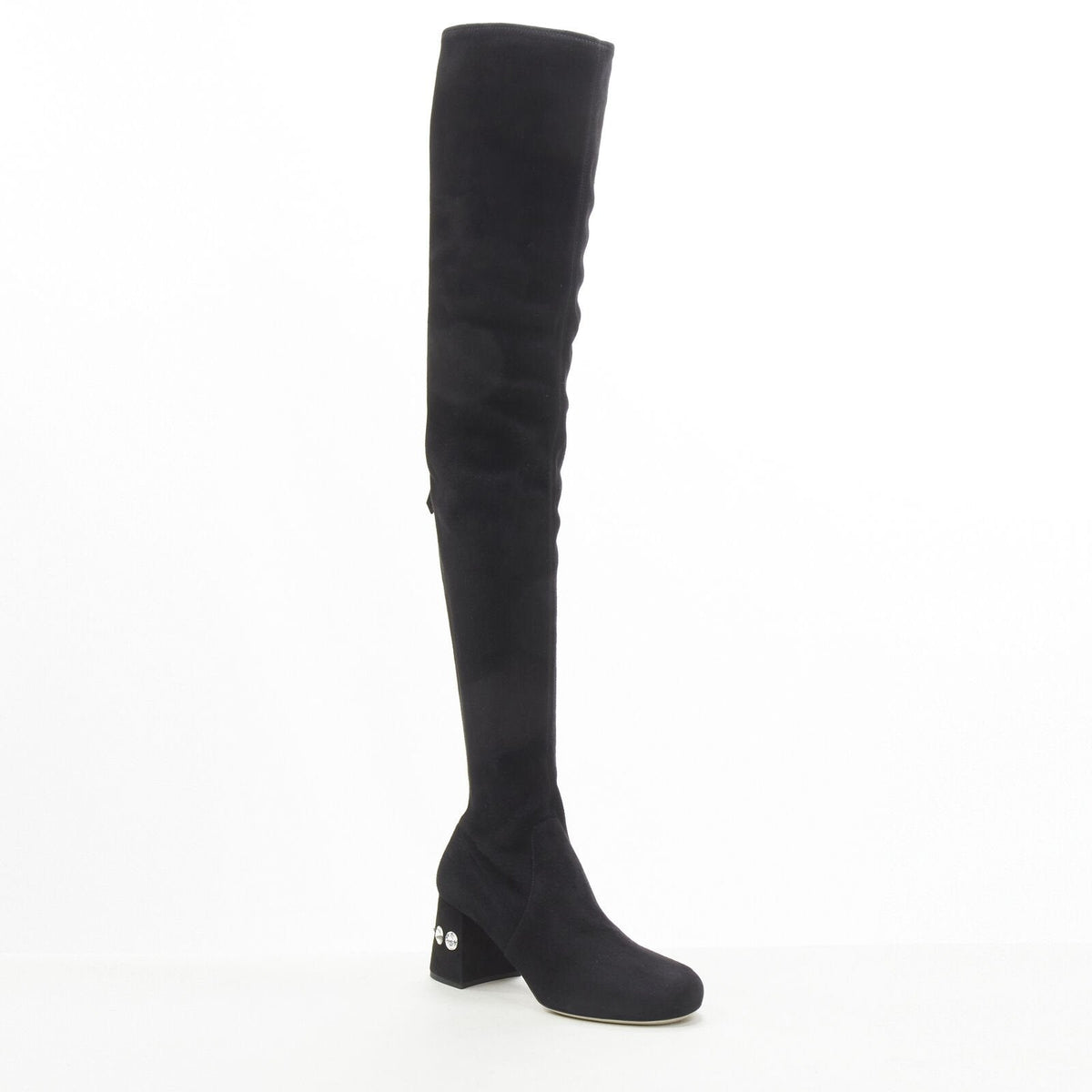 Women's Miu Miu Suede Jewelled Over Knee Boots