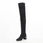 Women's Miu Miu Suede Jewelled Over Knee Boots