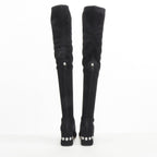 Women's Miu Miu Suede Jewelled Over Knee Boots