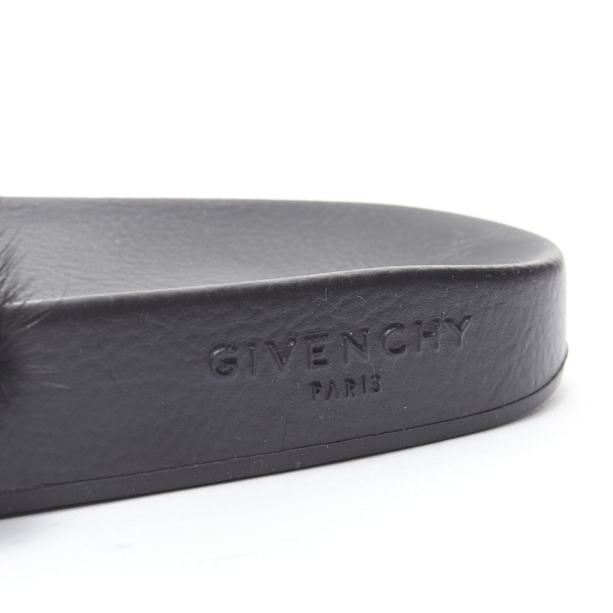 Women's Givenchy Mink Fur Logo Pool Slides