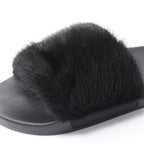 Women's Givenchy Mink Fur Logo Pool Slides