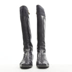 Women's Gucci Web Trim Leather Riding Boots