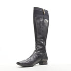 Women's Gucci Web Trim Leather Riding Boots