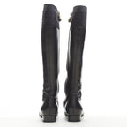 Women's Gucci Web Trim Leather Riding Boots